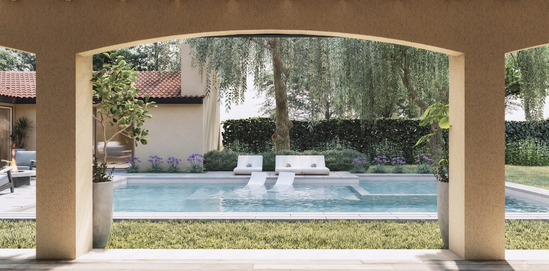 Jardín y piscina Estudio CEC